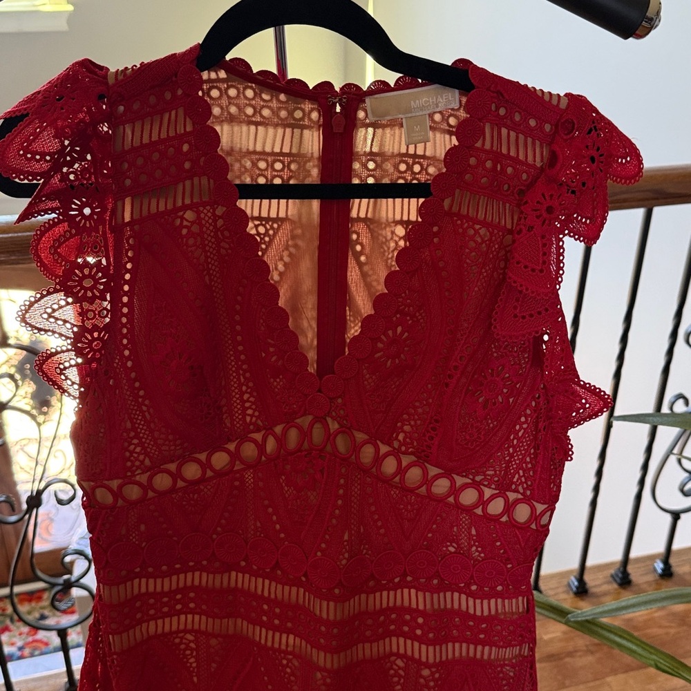 Michael Kors Vibrant Red Lace Dress - Picture 2 of 5